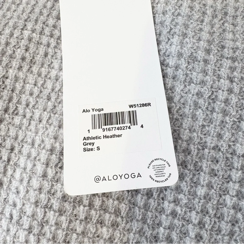 Alo Cashmere High Waist Plush Waffle Knit Pant Heather Grey Small NWT